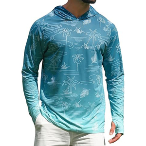 Sudadera con Capucha de Manga Larga para Hombre con Estampado de Palmeras, Protección UV UPF 50, Ropa de Pesca - Product Image 1
