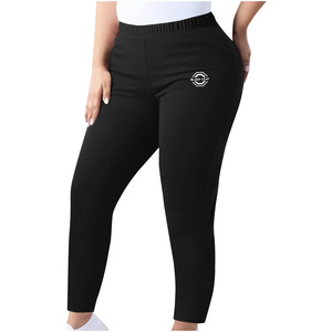 Leggings Largos Negros Sólidos para Mujer, Cintura Elástica, Ajuste Ceñido, Pantalones de Yoga, Leggings de Fitness, Ropa de Gimnasio - Product Image 1