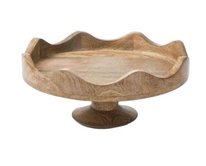 Hot Selling Wooden Wavy Edge Cake Stand Pedestal Tray for Home Kitchen <b>Table</b> Decor <b>Display</b> Wooden wavy edge - Product Image 1