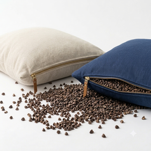 Funda de cojín con cremallera para almohada de trigo sarraceno, soporte suave para la espalda, para viajes y uso doméstico, con logotipo personalizado - Product Image 1