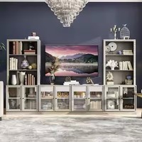 Mueble de TV de madera maciza moderno, centro de entretenimiento directo de fábrica, soporte montado en la pared para cine en casa, sala de estar, almacenamiento de características