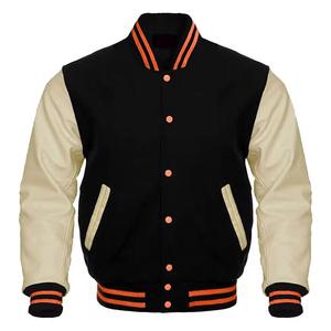 Chaqueta universitaria al por mayor, personalizada, estilo Letterman, tipo bomber, con mangas de lana y cuero, bordado de cuello alto y ribete de piel de zorro, para graduación y universidad - Product Image 2