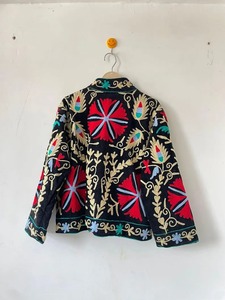 Bata de mujer con cuello en V, 100% algodón, reversible, con bordado floral azul, tipo kimono largo, con cinturón, para estar en casa, hecha a mano - Product Image 2