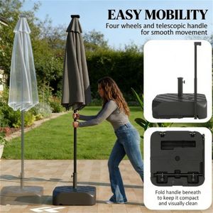 Base per Ombrellone da Terrazzo Nera, Accessorio Elegante per Ombrelloni e Basi da Patio - Product Image 3