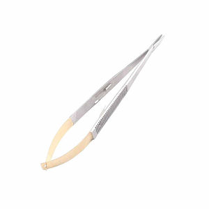 Porte-aiguille manuel en acier TC Castroviejo 9 pouces droit avec inserts en carbure de tungstène, mâchoires dentelées, verrouillage, pour micro-suture chirurgicale - Product Image 2
