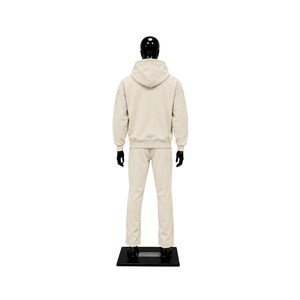 Ensemble de survêtement premium beige crème oversize pour homme – Sweat-shirt à capuche et pantalon de jogging – Tenue décontractée streetwear et sportswear – Vente en gros - Product Image 2