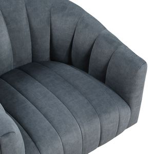 Poltrona in Velluto Grigio Scuro, Moderna e Lussuosa, Girevole con Schienale a Botte, Comoda Sedia per Soggiorno - Product Image 4