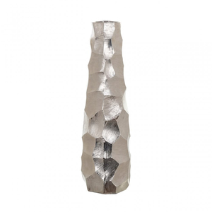 Vase en métal argenté martelé, pot à fleurs décoratif en aluminium fait main de luxe pour centre de table de mariage et décoration de salon - Product Image 2