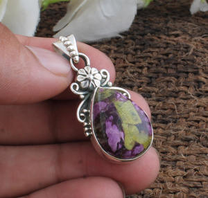 Colgante de Zoisita Rubí Natural, Collar de Plata de Ley 925, Cristal Curativo de Anyolita, Piedra Energética para el Chakra del Corazón, para Mujer, Venta al por Mayor - Product Image 4