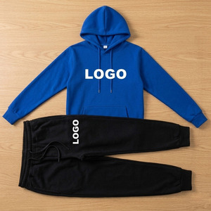 Conjunto Deportivo Personalizado con Logotipo para Hombre, Sudadera con Capucha de Forro Polar Grueso y Pantalones Deportivos, Conjunto de Dos Piezas en Dos Tonos - Product Image 2