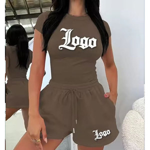 Nuevo Conjunto de Verano para Mujer, Estilo Informal, Ligero, 100% Algodón, Camiseta de Manga Corta y Pantalones Cortos con Cordón - Product Image 3