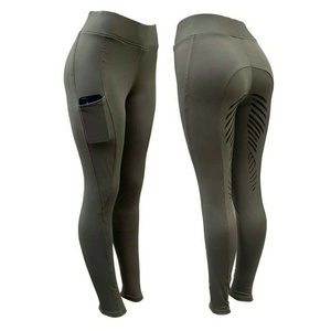 Leggings de equitación de spandex/poliéster, antideslizantes, antibacterianos, transpirables, hasta el tobillo, para verano, en todos los colores y tallas. - Product Image 1