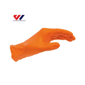 Gants en nitrile orange résistants aux produits chimiques et à l'huile, à texture diamantée en relief, de qualité supérieure, 8 mil, pour mécaniciens - Product Image 5