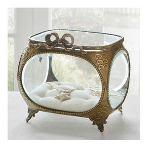 Brass Beveled Glass Modern Handmade Custom Color Jewelry <b>Boxes</b> Brass Mounted Glass Panels | Elegant <b>Luxury</b> Jewelry Storage - Product Image 5