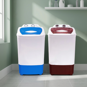 Lavadora semiautomática de doble tina con funciones de lavado y centrifugado separadas para lavandería doméstica, esculturas y detalles decorativos. - Product Image 3