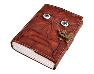 Handmade Genuine Antique Leather Mens Eyes Journal Notebook with Saddle <b>Stitching</b> Binding <b>Gift</b> Option - Product Image 3