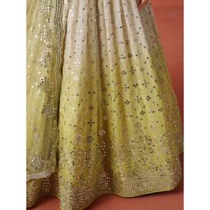 Sparkling Yellow <b>Sequins</b> Georgette <b>Plus</b> <b>Size</b> Wedding Lehenga Choli - Product Image 1