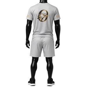 Men Light Grey Hockey Activewear Set Polyester Sports Jersey <b>Shorts</b> Team Uniform Athletic Match Wear Outdoor Training Clothing - Product Image 2