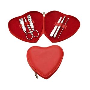 Gifts Manicure Set 7 Piece Red Heart Shaped Hard Case Minimalist Stainless Steel Tools Portable Hand Care Grooming <b>Kit</b> - Product Image 2