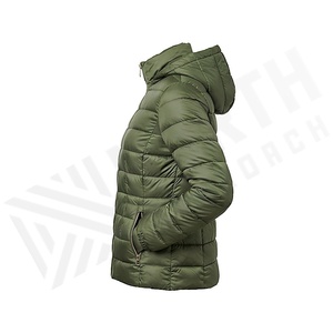 Hooded Quilted Jacket Women Winter Windproof Full Sleeve Olive Green Polyester Filling Zipper Closure - Product Image 3
