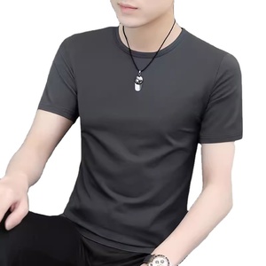 T-shirt en soie glacée à manches courtes pour homme, coupe ample, tendance, décontracté, avec logo personnalisé OEM - Product Image 1
