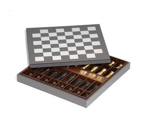 Jeu d'échecs en bois personnalisé avec rangement intégré pour les pièces, jeu de société professionnel en bois naturel, échiquier artisanal en gros - Product Image 3
