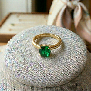 Dainty Green Onyx <b>Ring</b> 8mm Cushion Cut 925 Sterling Silver Gold Plated Simple Gift <b>Ring</b> Fine Jewelry At Wholesale Price - Product Image 4