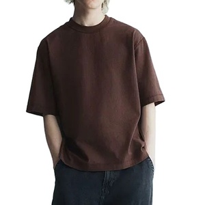 T-shirt à manches courtes en soie de glace à col rond pour hommes été couleur unie imprimé Stretch confortable ample décontracté hauts Simple surdimensionné - Product Image 3