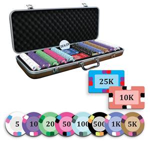 Juego de Fichas de Póker Evy de 300/500 Piezas con 10/20 Placas, Fichas de Cerámica de 40/45/50 mm, 10/14/17 g, Incluye Bandeja - Product Image 1