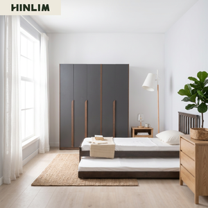 Armario Moderno de Tablero Laminado con 4 Puertas, Mueble de Dormitorio, Diseño Clásico Moderno, Gran Capacidad de Almacenamiento, Ideal para Casa de Alquiler - Product Image 6