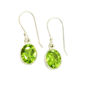New 100% Pure Solid 925 Sterling Silver Natural Green Peridot Gemstone Drop <b>Earrings</b> Classic Bezel Setting Women's Fine Jewelry - Product Image 2