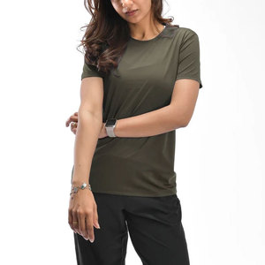 Camiseta Deportiva de Manga Corta para Mujer, Estilo Veraniego, Larga, de Spandex y Poliéster, Ligera, 200 Gsm, Tejido de Punto, Absorbente de Sudor - Product Image 3