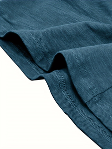 Men's Short Sleeve Button-<b>Up</b> Henley T-Shirt Solid Color Knitted Cotton Regular Fit Casual V-neck Regular Length Enzyme Wash - Product Image 6