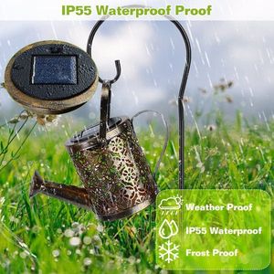 Solar Powered Watering Can String Light Hollow LED Garden Fairy Decoration Stake Lights for Pathway YA - Product Image 6