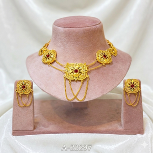 ชุดเครื่องประดับทองชุบ 0.3 มม. ประดับเพชรซิคอน แบรนด์ Trendy MOLL JEWELLERS รับรองโดยผู้เชี่ยวชาญ  สำหรับผู้หญิง เหมาะสำหรับงานหมั้นและงานแต่งงาน - Product Image 4