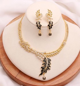 RAY FINE ORNATES Vintage 22K Yellow Gold Plated <b>Ruby</b> Pink Jewelry Set Elegant Bridal Wedding Party Wear Statement <b>Necklace</b> - Product Image 1