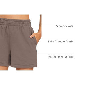 Shorts en polaire pour femmes, taille haute, poches latérales, cordon de serrage, taille élastique, coupe décontractée, vêtements de détente - Product Image 2