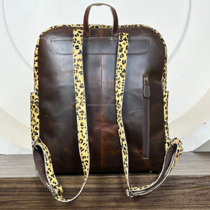 Nuevo diseño de moda, mochila de cuero de vaca genuino, estampado de leopardo, flecos, estilo occidental, hecho a mano, bolsa de viaje para ocultar el pelo para mujer - Product Image 5