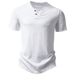 T-shirt Henley personnalisé pour homme, manches courtes, coton respirant, fabrication sous marque privée, faible MOQ, livraison directe d'usine dans le monde entier - Product Image 2