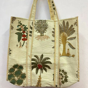 Sac fourre-tout matelassé 100 % coton fait main, imprimé au bloc, mini sac de plage avec fermeture éclair, sacs à bandoulière pour femme hiver/été, vente en gros - Product Image 1