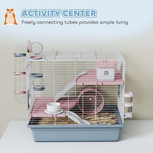 Gabbia per Criceti a 3 Livelli con Ruota per Esercizio, Ciotola per Cibo, Bottiglia d'Acqua, Tunnel, Rampe - Per Razze Medie e Grandi - Design Moderno - Per Animali Domestici - Product Image 6