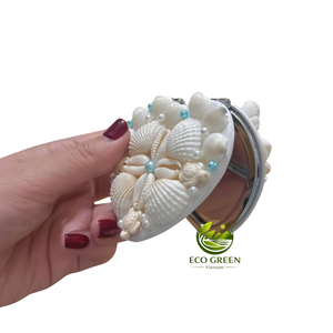 Wholesale Handmade Seashell <b>Compact</b> <b>Mirror</b> Heart Cosmetic <b>Mirror</b> Travel Gift Souvenir Party Favor - Product Image 2