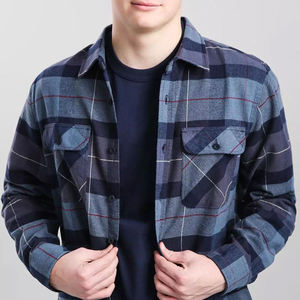 Camisa de Franela a Cuadros de Manga Larga para Hombre, Corte Regular, Estilo Casual, Diseño de Patrón Tejido, 100% Algodón - Product Image 2