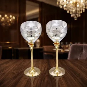 KAMRAN Gobelets à cocktail en laiton martelé faits à la main, style américain moderne et luxueux, écologiques, avec tige dorée, lot de 2 - Product Image 1