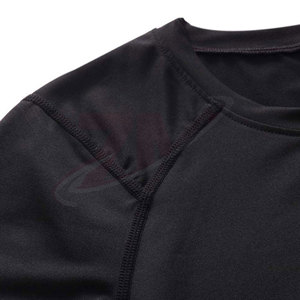 T-shirt de sport moulant à manches courtes pour homme, noir, couleur unie, polyester, séchage rapide, sous-vêtement technique - Product Image 3