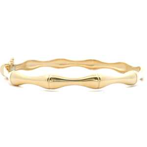 Bamboo <b>Bracelets</b> Minimalist Solitaire <b>Cuff</b> Everyday Wear Delicate Nature Inspired Bangles For Women 14K 18K Solid Gold Wholesale - Product Image 1