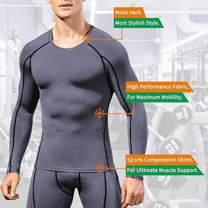 Men's Compression Long Sleeve Performance Shirt Premium Quick Dry Compression Base <b>Layer</b> <b>Top</b> Men's Athletic Compression Training - Product Image 5