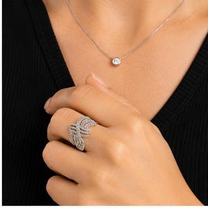Luxury Fashion Style 10K Solid Gold Plated Moissanite Diamond <b>Ring</b> Fine Jewelry Large Bow Tie Ribbon Cross Cocktail Custom Pave - Product Image 2