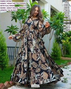 Blossom Breeze moderno bordado Natural Floral cómodo hasta el suelo vestido de baile Air Tex Chinon vestido - Product Image 6