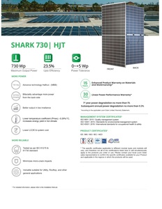 แผงโซลาร์เซลล์ Solar SHARK 640W HJT แบบกระจกสองชั้น ประสิทธิภาพสูง ชนิด N-Type แบบสองหน้า ครึ่งเซลล์ เทคโนโลยี Heterojunction 23.71% - Product Image 5